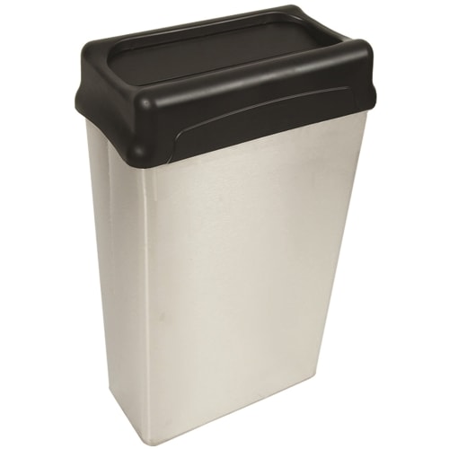 Witt Industries® 22 Gallon Rectangular Waste Basket with Drop Top Flip Down Lid, Stainless Steel